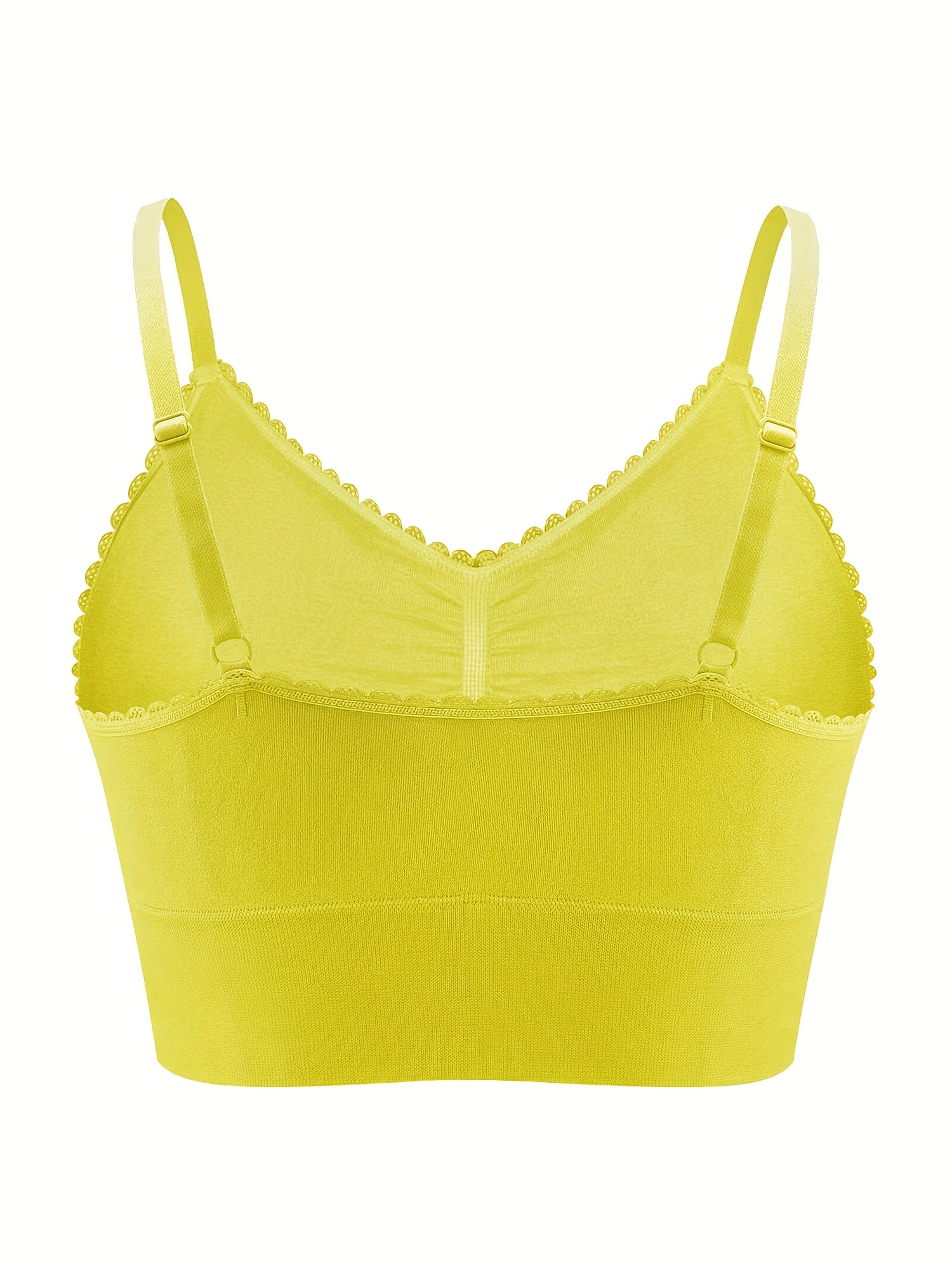 Plus Size Wireless Lightly Lined Full Cup Gather Lace J Cup Yellow Bras