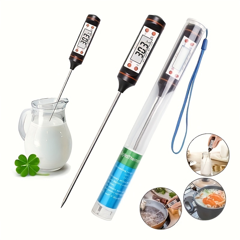 1pc Highly Accurate Kitchen Meat Thermometer with Probe - Perfect for Baking,  BBQ, and Liquids - Multi-functional Thermometer Pen with LCD Display