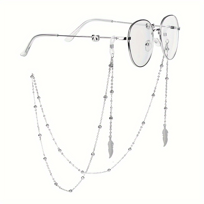 Image of Leaf Pendant Glasses Chain For Women Anti Slip Reading Glasses Lanyard Strap Mask Face Covering Eyewear Retainer