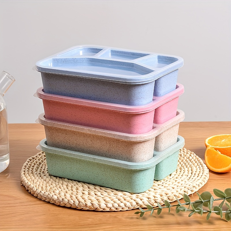 1pc Reusable Meal Prep Container Snack Box, 4 Grids Stackable