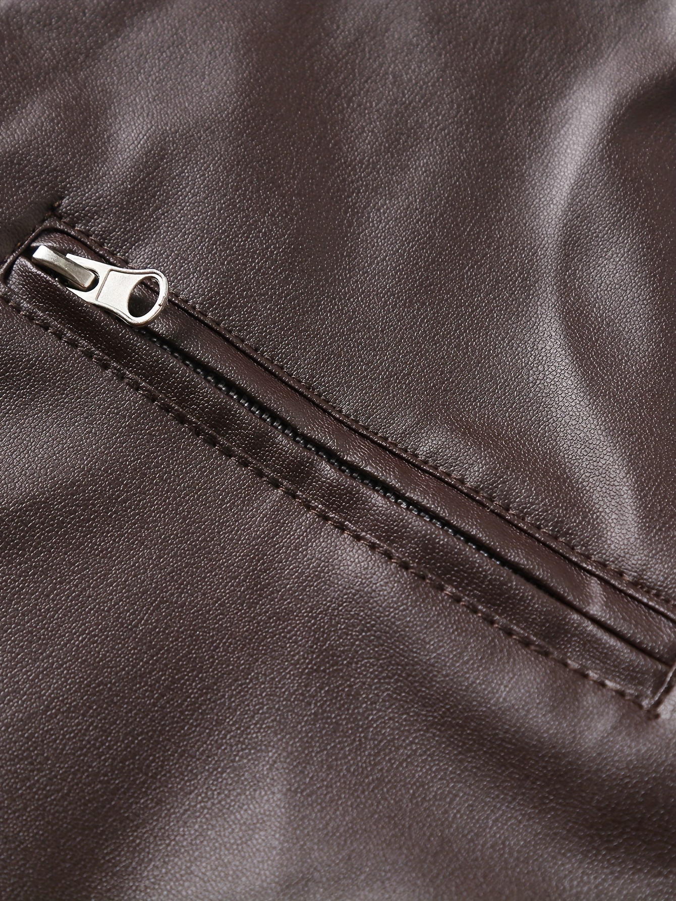 2023 Autumn Winter New Zipper Cardigan Pocket Pu Leather - Temu