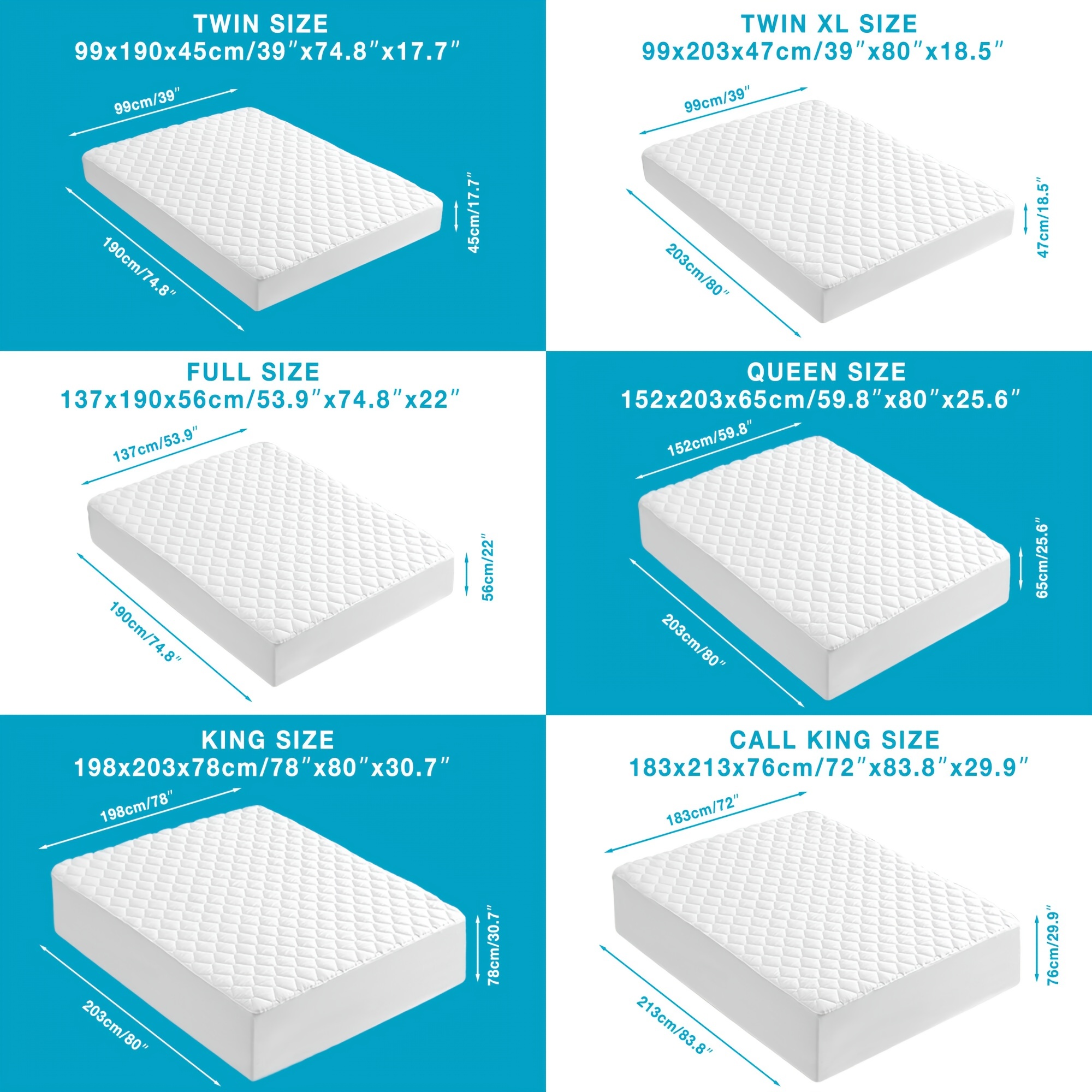 Lunsing Queen Mattress Protector Waterproof Breathable Noiseless Queen Mattress Pad with Deep Pocket for 6-18 Inches Mattress White