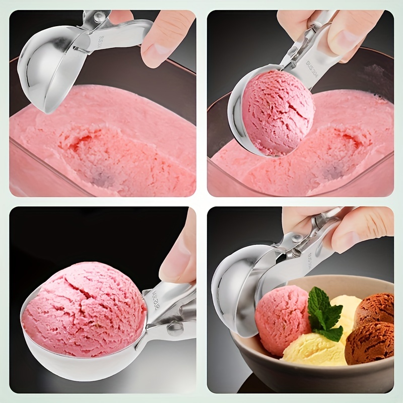 Ice Cream Scoop, Melon Spoon, Stainless Steel Spoon For Baking, Ice Cream  Digger Spoon With Trigger, Modern Dough Scoop, Reusable Melon Spoon,  Washable Dessert Spoon For Party Wedding For Restaurant Home, Kitchen