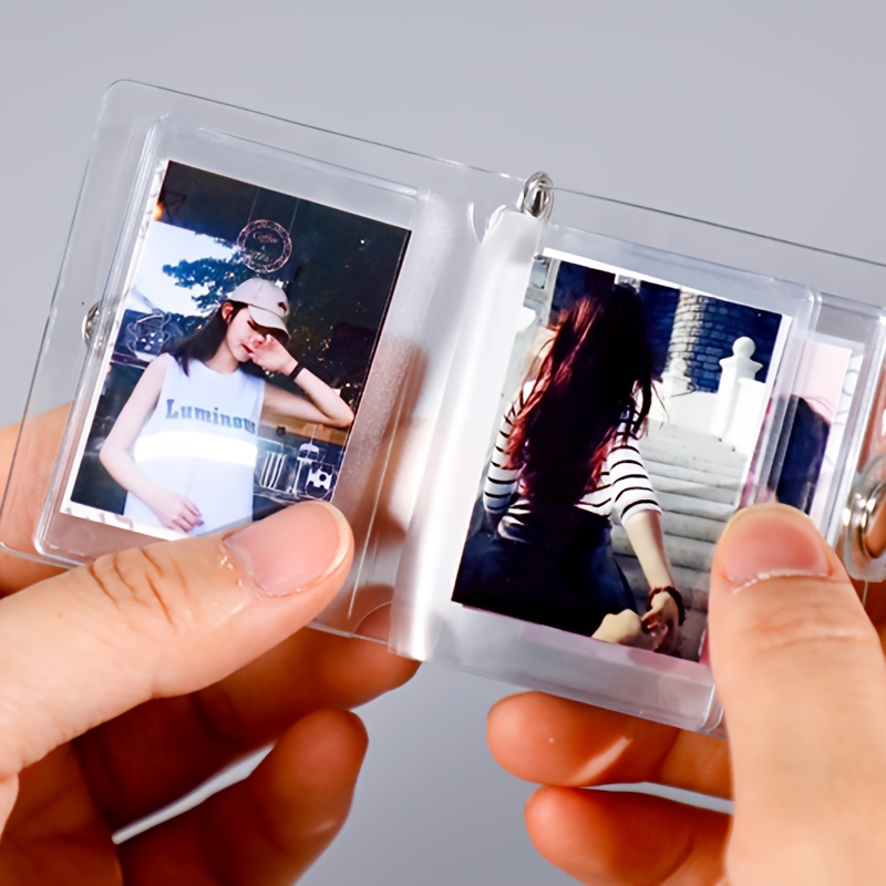 16 Photos Mini Photo Album Keychain Photo Holder Photo Card Bag Transparent