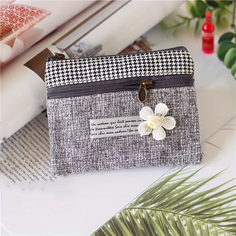 Mini Minimalist Zipper Pouch, Canvas Clutch Coin Purse, Versatile Portable Wallet,Temu