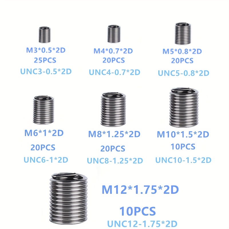 (10 PACK) M4 X 0.7 X 2D WIRE THREAD REPAIR INSERTS