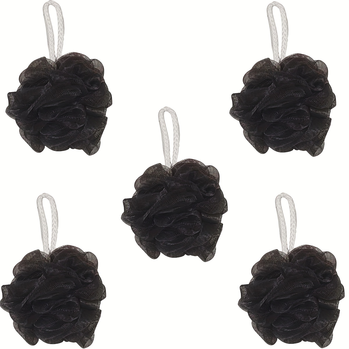 Shower Pouf Black Bathtub Sponge, Exfoliating Bath Tool, 1/2/5pcs