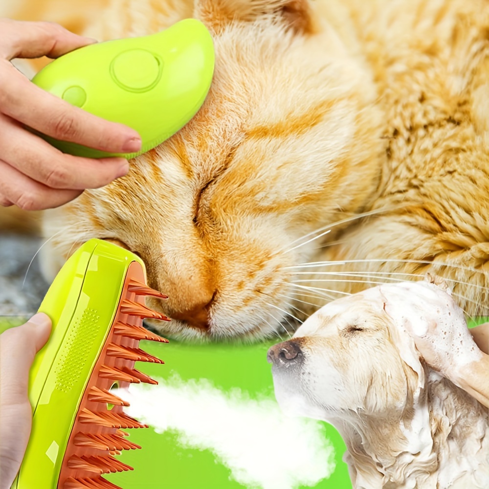 Cepillo de Vapor para Gatos Quita Pelos Mascotas Verde