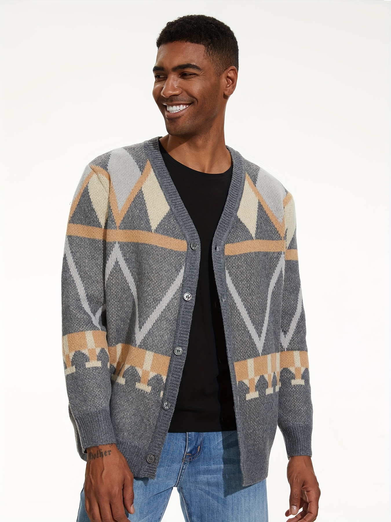 Sueter Cardigan Para Hombre - Temu