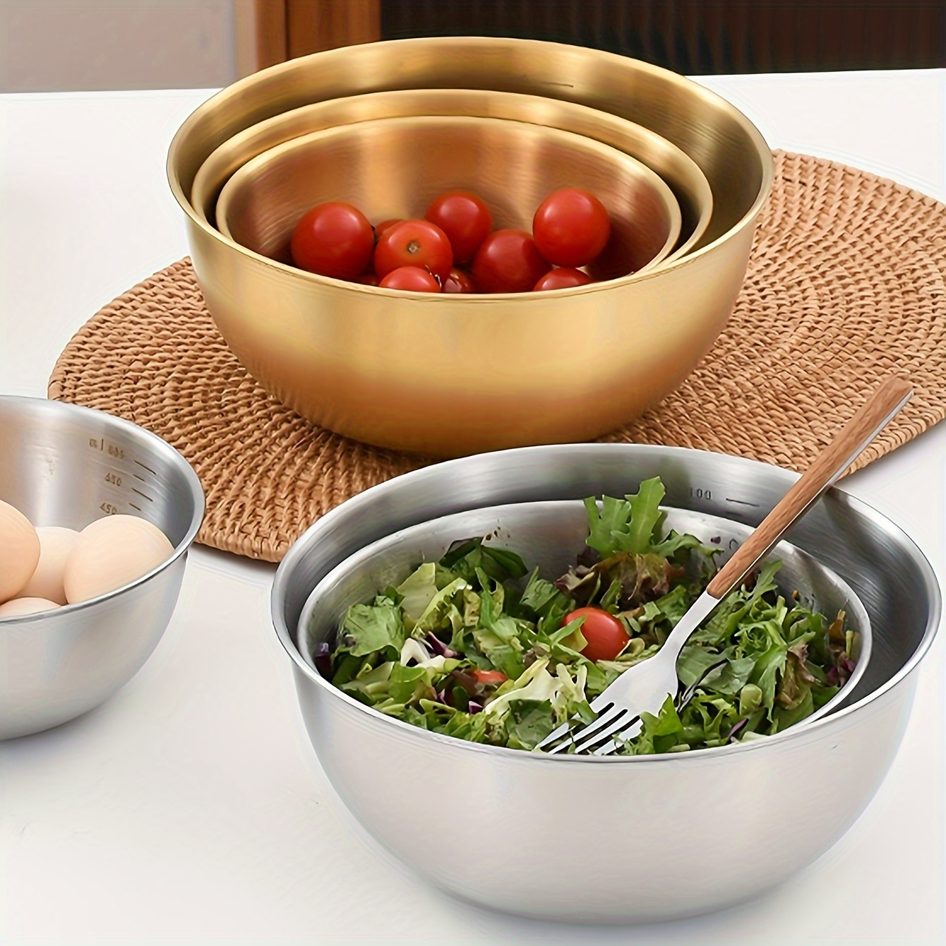 Stainless Steel Mixing Bowl Salad Mixing Bowl Silicone - Temu