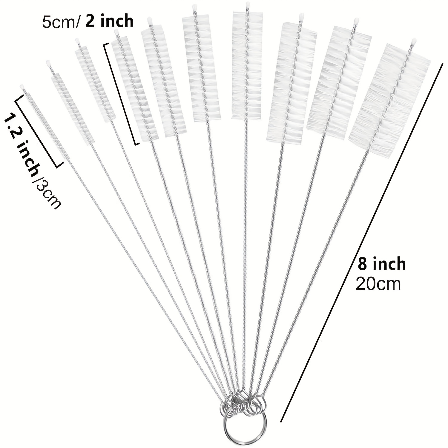  Long Straw Brush, Nylon Pipe Tube Cleaner 8.2-ihch 10 Different  Diameters Set of 10 : Health & Household