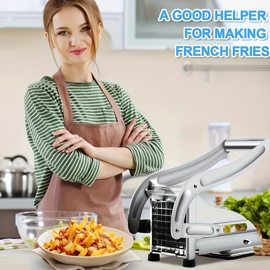 French Fry Cutter with 2 Blades, Professional Potato Cutter Stainless Steel