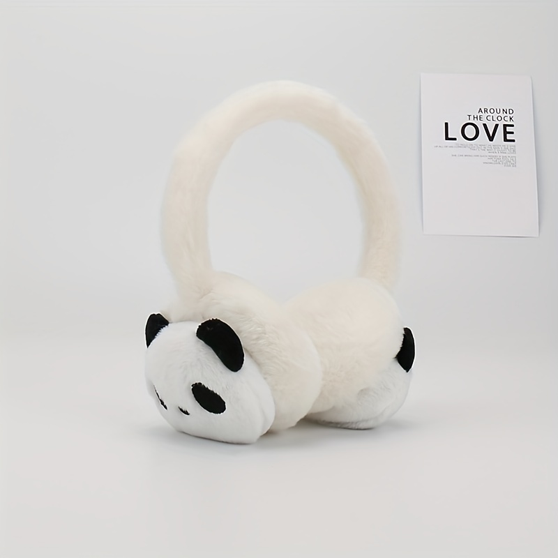 Cute Panda Plush Earmuffs Solid Color Coldproof Cartoon Ear - Temu