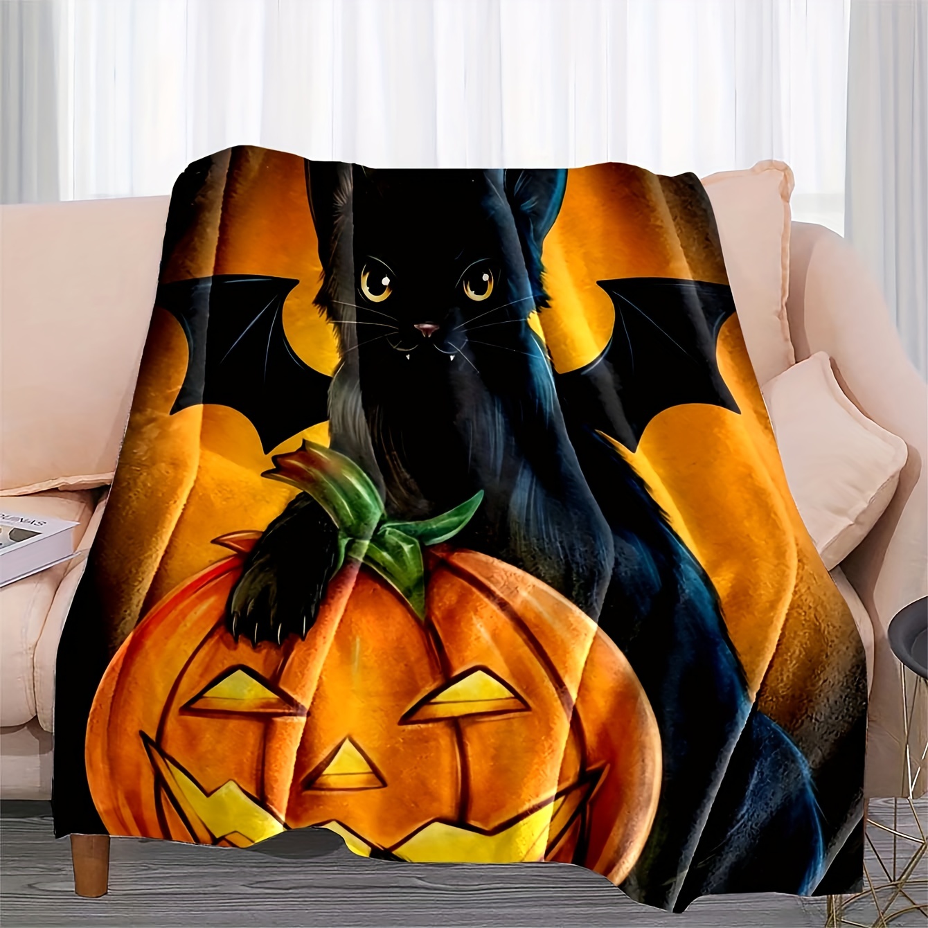 Black cat halloween discount blanket