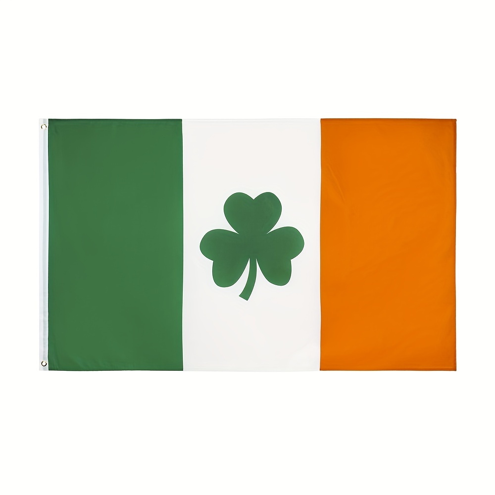 

1pc 0*150cm 3x5fts Ireland Irish Shamrock Flag Saint Patrick's Day Clover Flags Banner, Outdoor Holiday Decoration, Yard Decoration, Theme Party Decoration