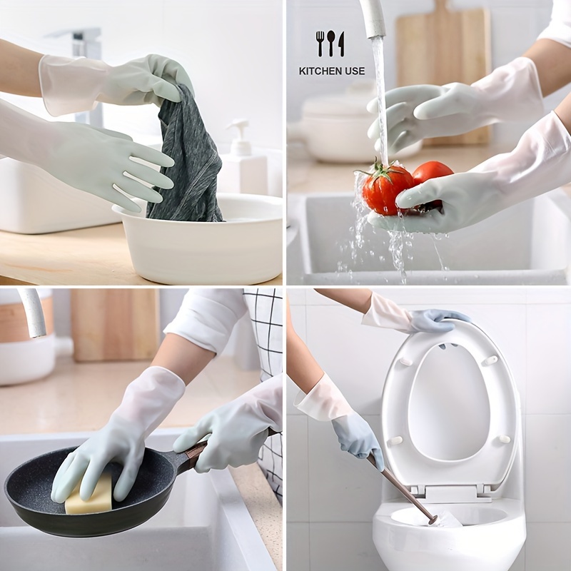 2pcs Set Kitchen Dish Washing Gloves PVC Rubber Silicone Latex