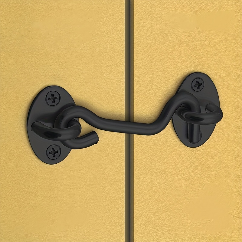 1pc Barn Door Lock 4 Inch Black Hook And Eye Lock Stainless Steel Door Lock  Suitable For Sliding Doors Bedroom Outdoor Windows Cabinets Bathrooms, Today's Best Daily Deals