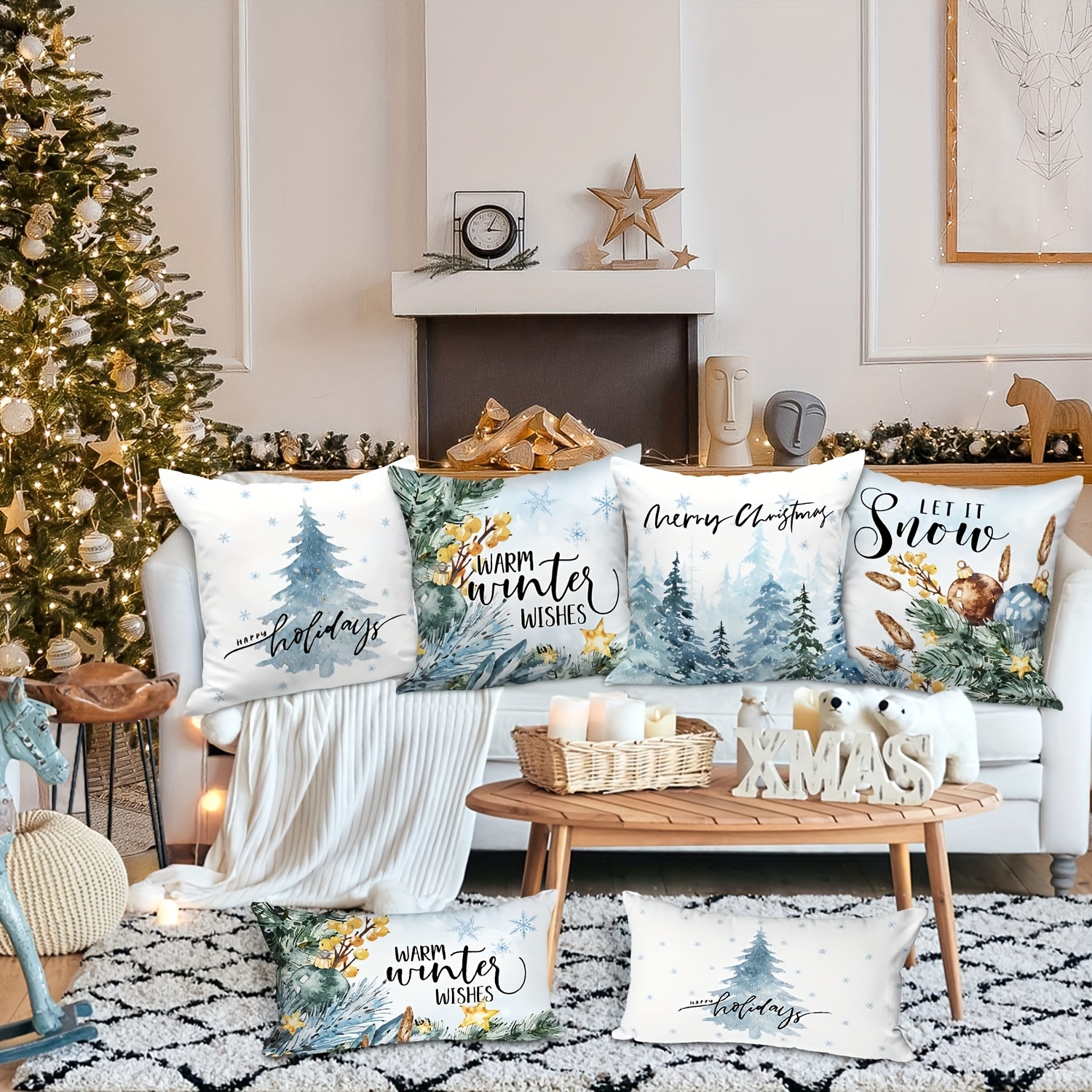 Throw Pillow Case Christmas Holiday Decoration Letter Cushion Cover Living  Room Sofa Bedroom Pillowcase Pillow Insert Not Included - Temu