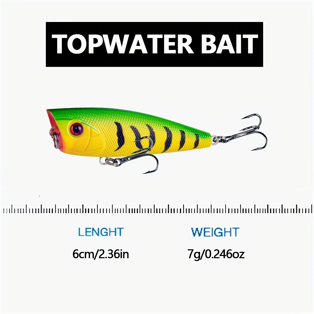 Pack of 8 Floating Hard Plastic Baits Topwater Chugger/popper Fshing Lures  for Bass and Trout Japan Carbon Hook 6.5cm/2.56/6.6g