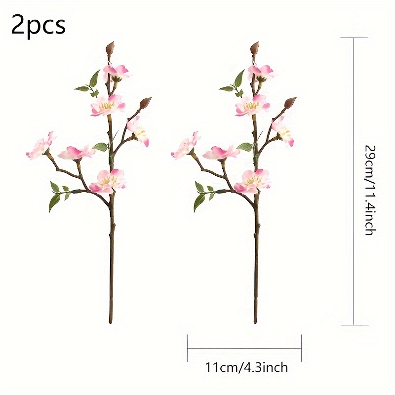 3pcs,Artificial Cherry Blossom Flower Branches ,24.8inch Silk Spring Peach  Blossom Bouquet Fake Flower Stems Arrangement For Wedding Home DIY  Decoration,The Perfect Spring Decoration, Suitable For Indoor And Outdoor  Decoration Of Wedding Gardens