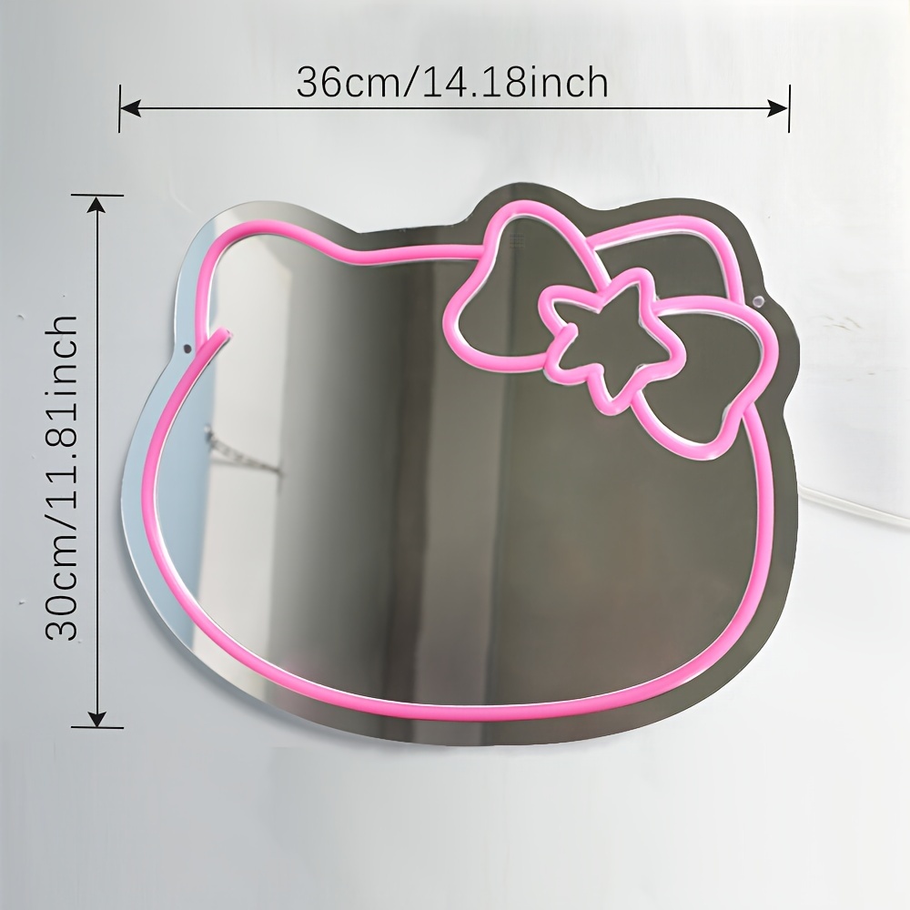 Cat Bedroom Wall Mirror Cat Neon Sign Light Dresser Changing - Temu