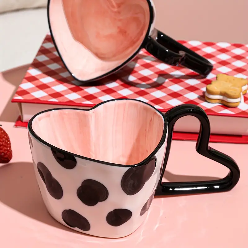 1pc, Heart Shaped Coffee Mug, Ceramic Coffee Cups, Cute Irregular Water  Cups, Summer Winter Drinkware, Valentine's Day Gifts