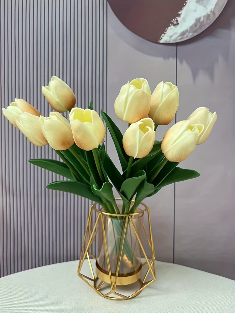 YQYAZL Tulipani artificiali in vaso, tulipani finti fiori con vaso di fiori  in seta, per decorazioni domestiche, per interni, casa, ufficio, casa e  decorazioni : : Casa e cucina