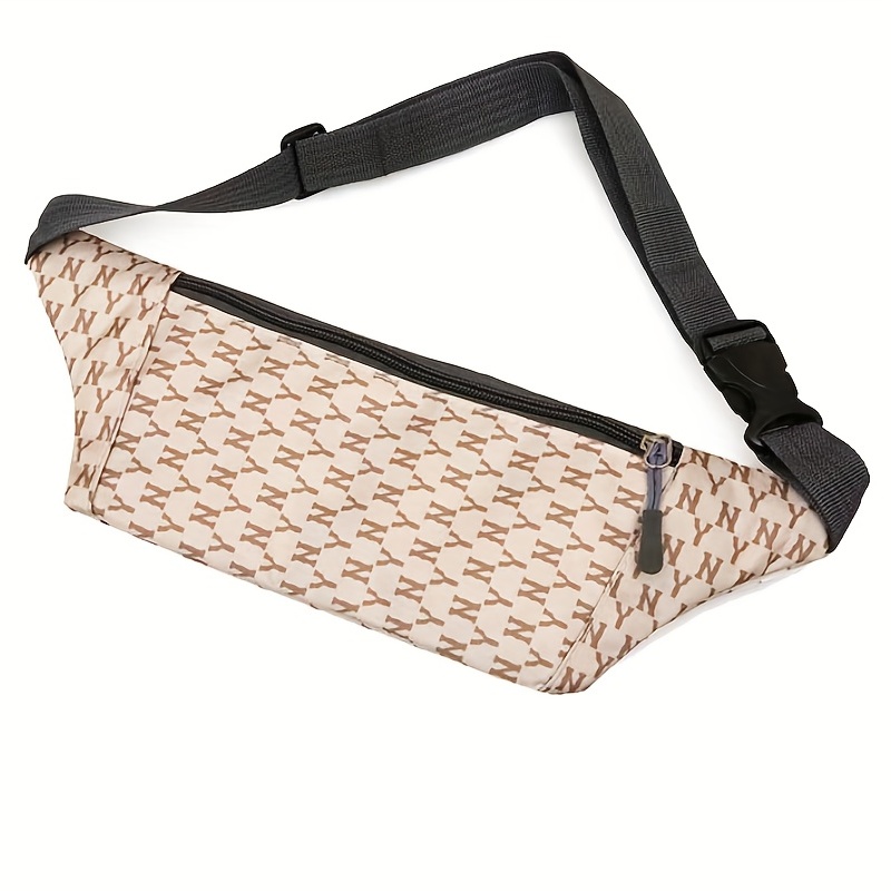 Letter Pattern Waist Bag, Trendy Nylon Crossbody Bag, Outdoor