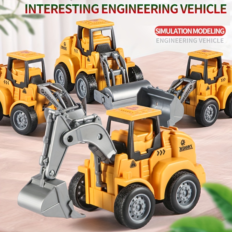 Construction Monster Truck Toys 4wd Car Kids Excavator Mixer - Temu