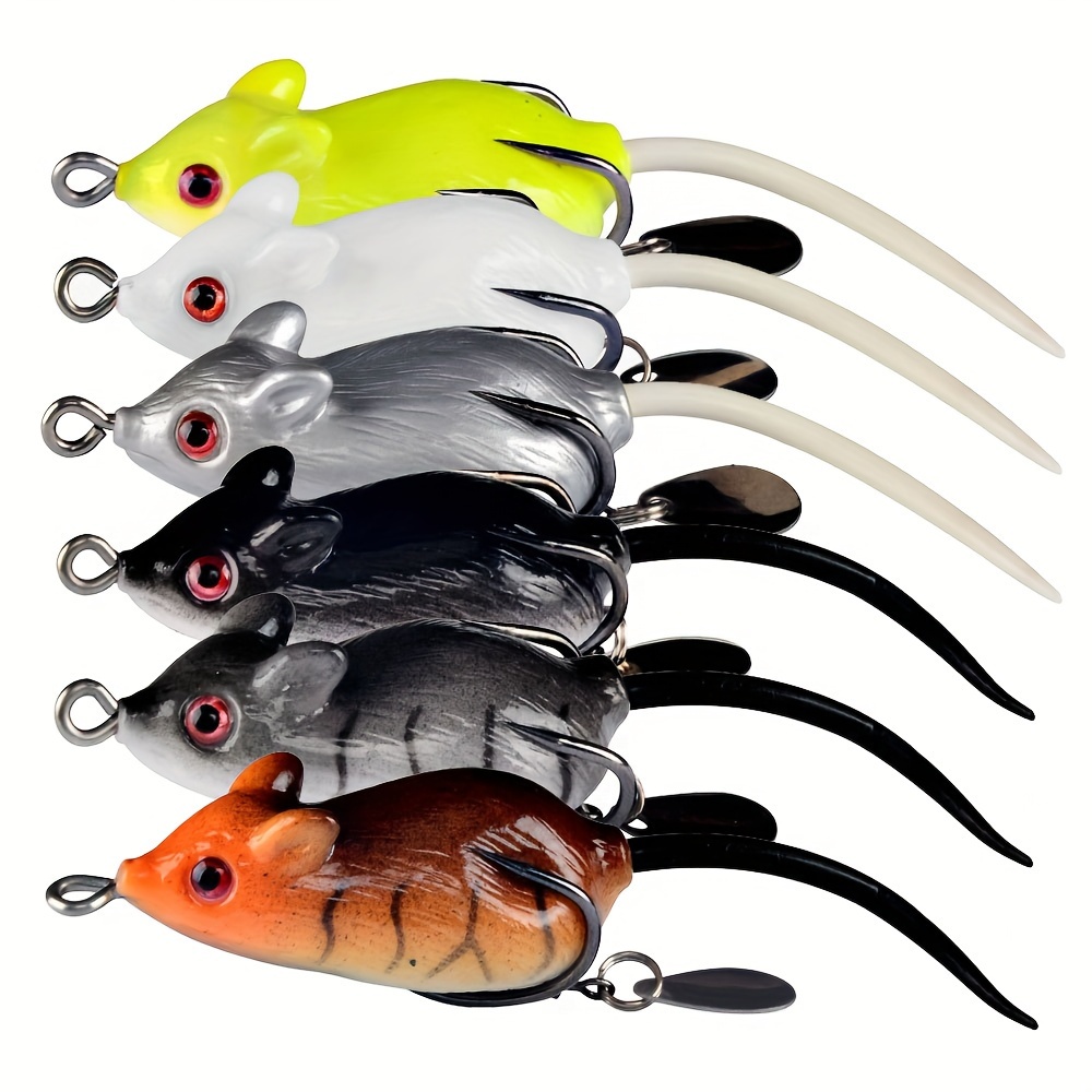 

6pcs 3d Soft Mouse Bait With Bells Sound - Topwater Fishing Lure For Sea Swim - Silicon Artificial Set - 5.5cm/10.5g - Lifelike Design For Better Catch