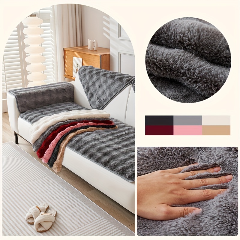 Rabbit Plush Sofa Slipcover Soft Comfortable Pet Friendly