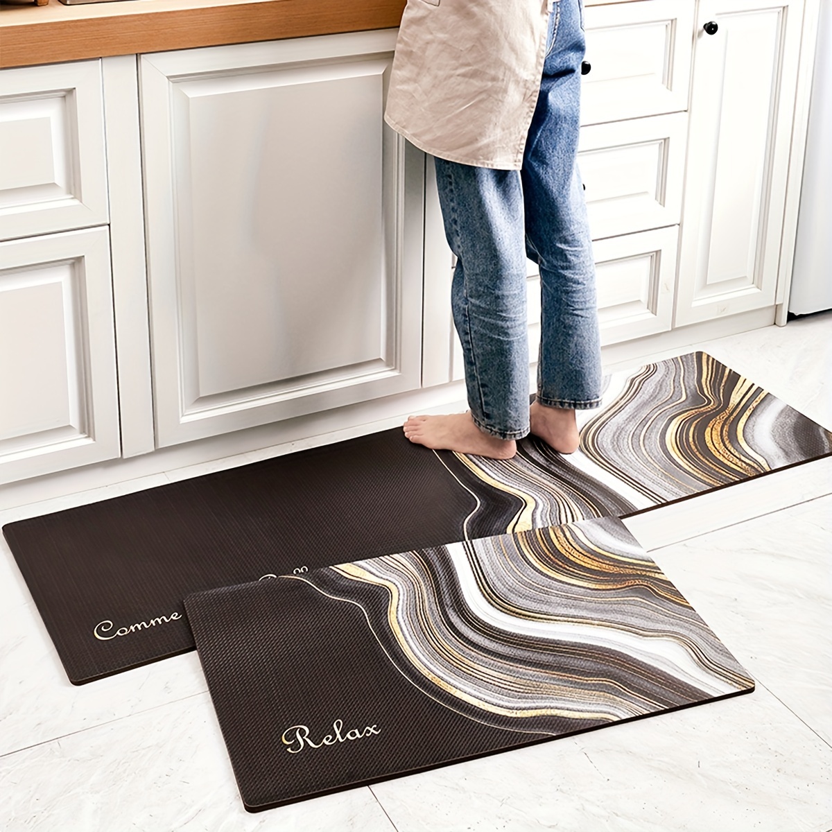 Dexi Kitchen Rugs, Cushioned Anti-fatigue Kitchen Floor Mats, Non