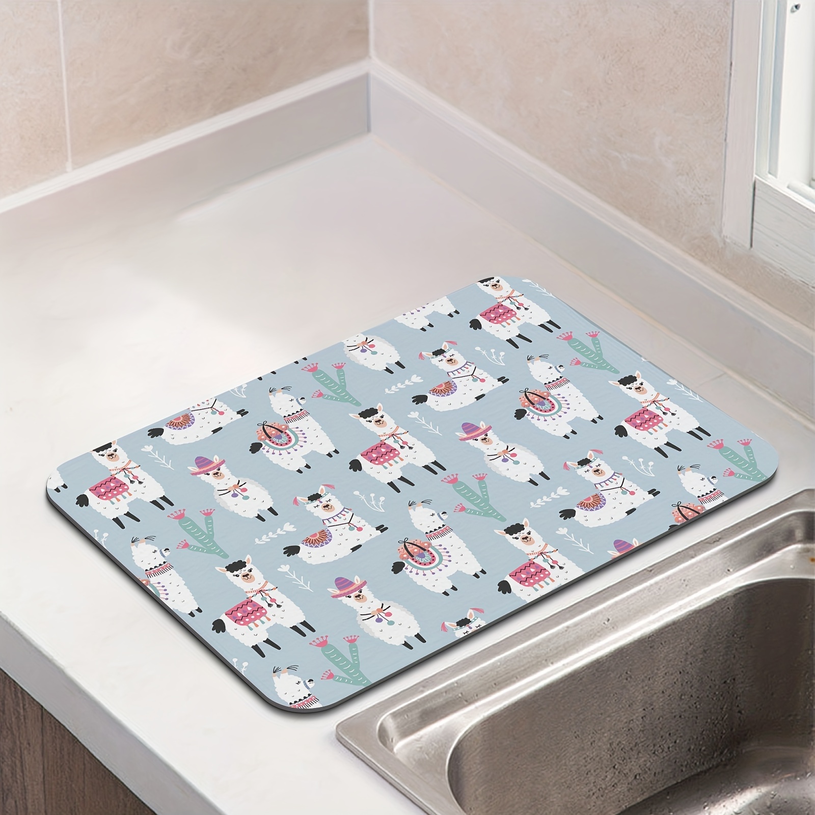 Drying Mat, Absorbent Heat Resistant Reversible Dish Drying Mat