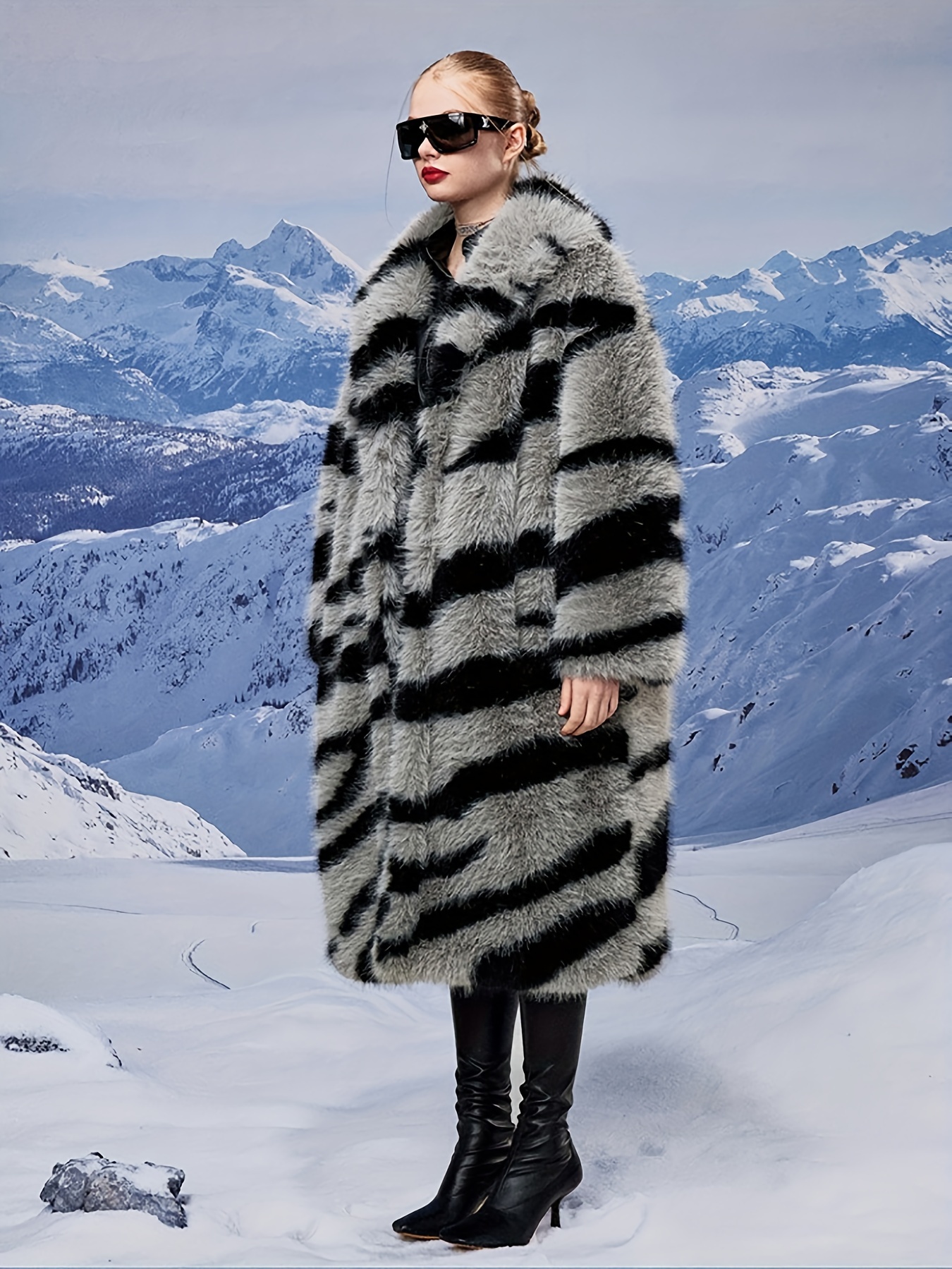 Dark grey faux fur coat cheap