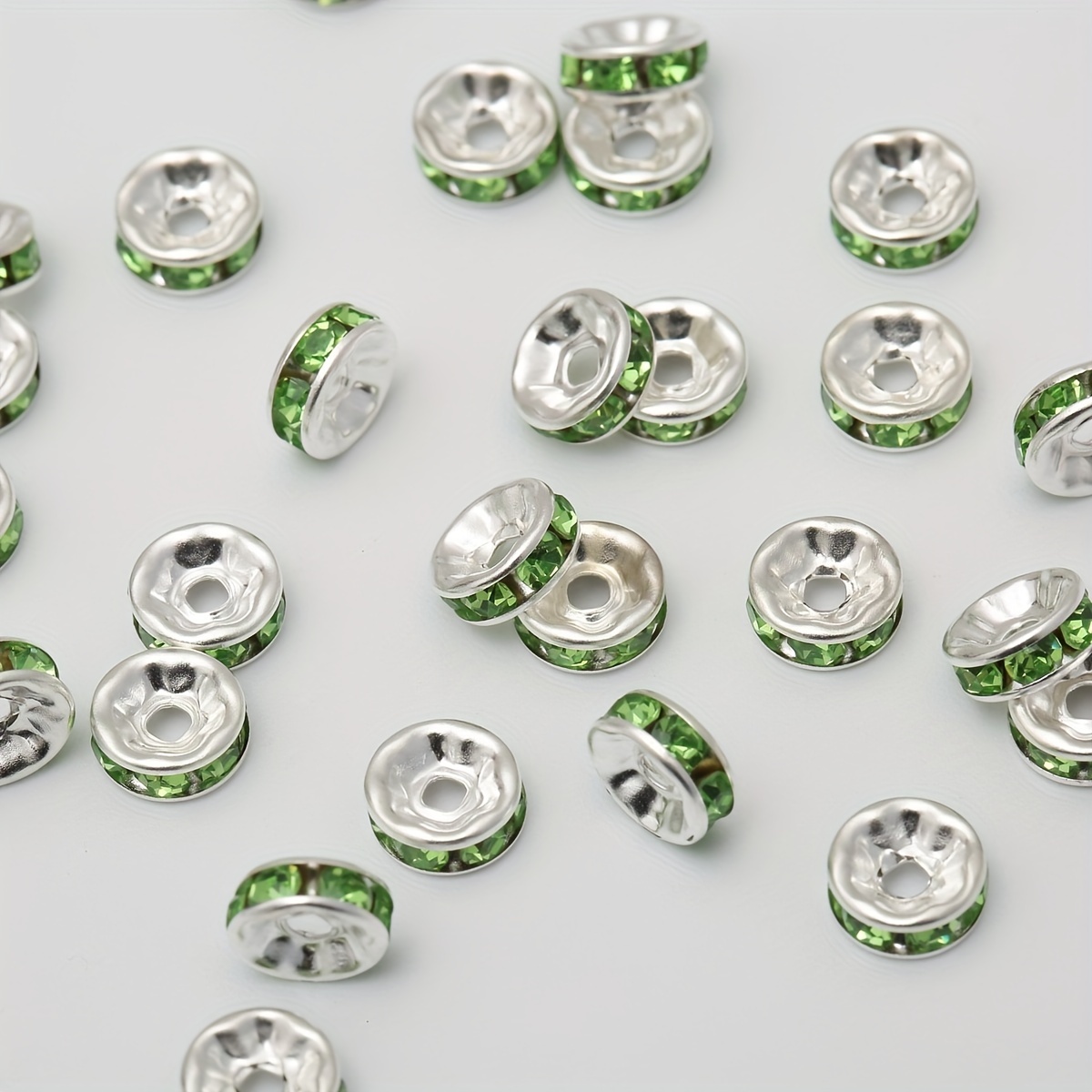 Rhinestone Inlaid Rondelle Round Loose Spacer Beads Crystal - Temu