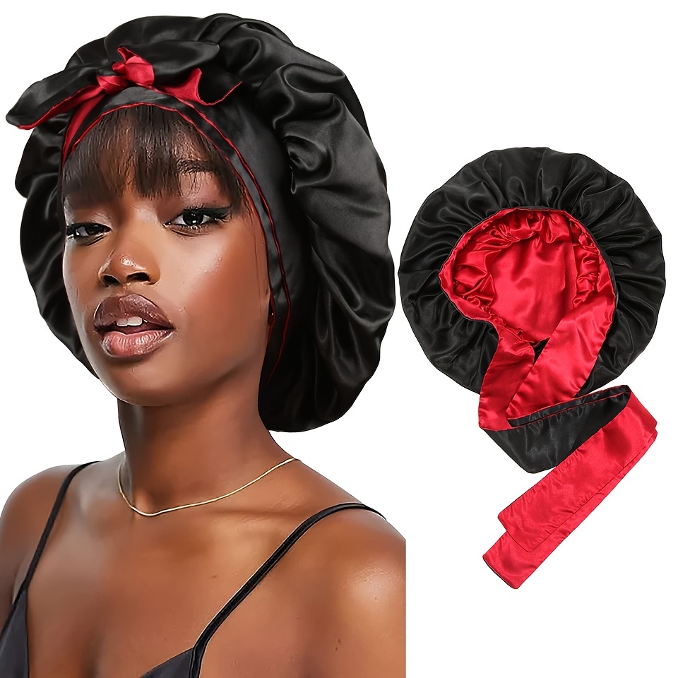 Silk Bonnet For Natural Hair Bonnets For Black Women, Satin Bonnet For Long  Hair Cap For Sleeping, Large Silk Hair Wrap For Curly Hair Bonnet For Slee