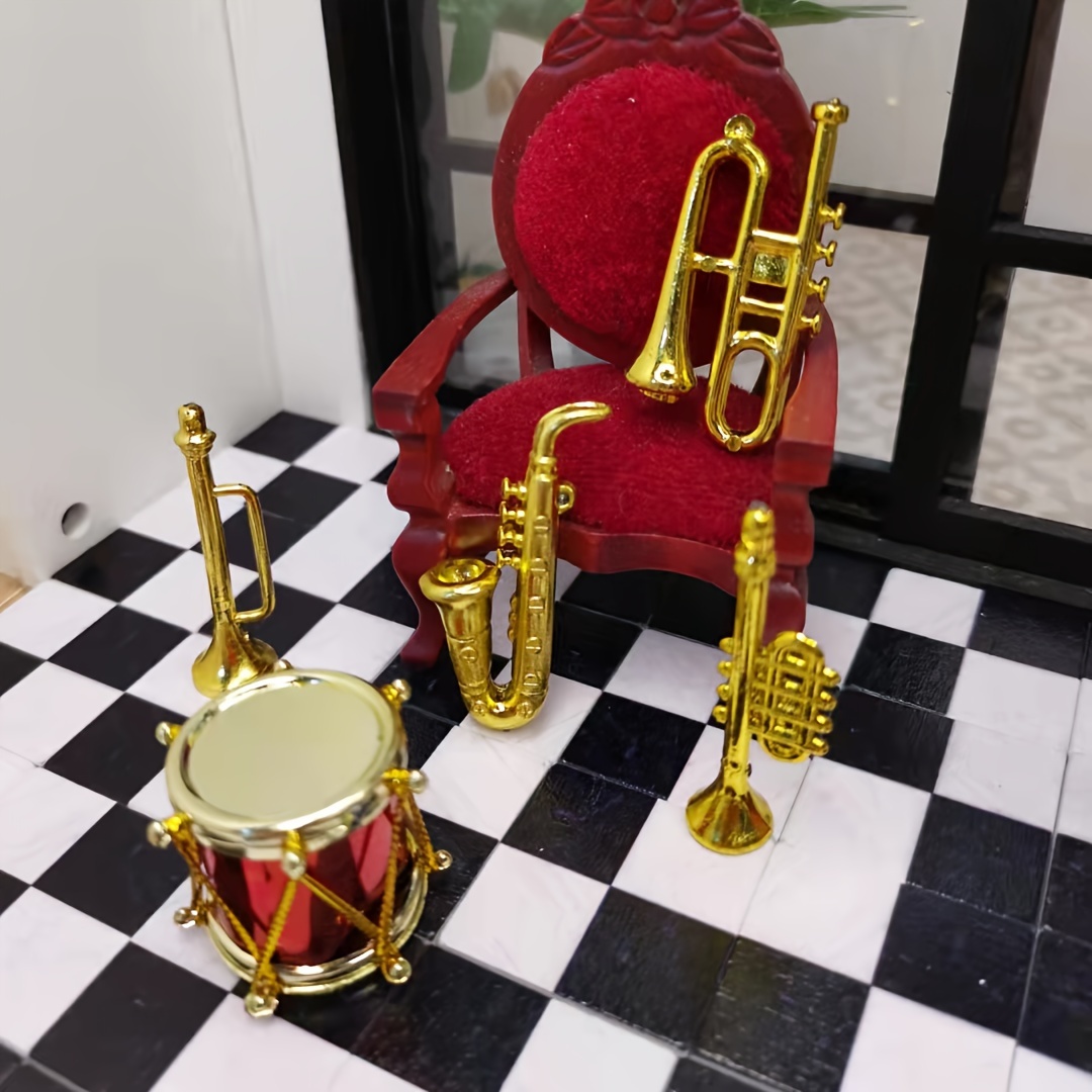 Dollhouse Mini Saxophone Instrument Miniature Scene Desktop - Temu