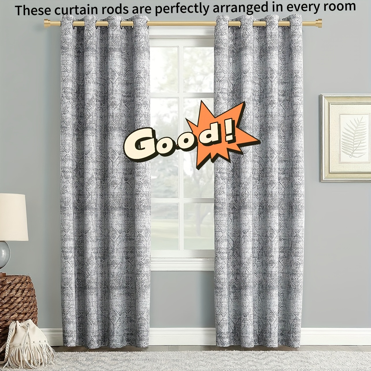 Barras de cortina para ventanas, barra de cortinas ajustable de 1