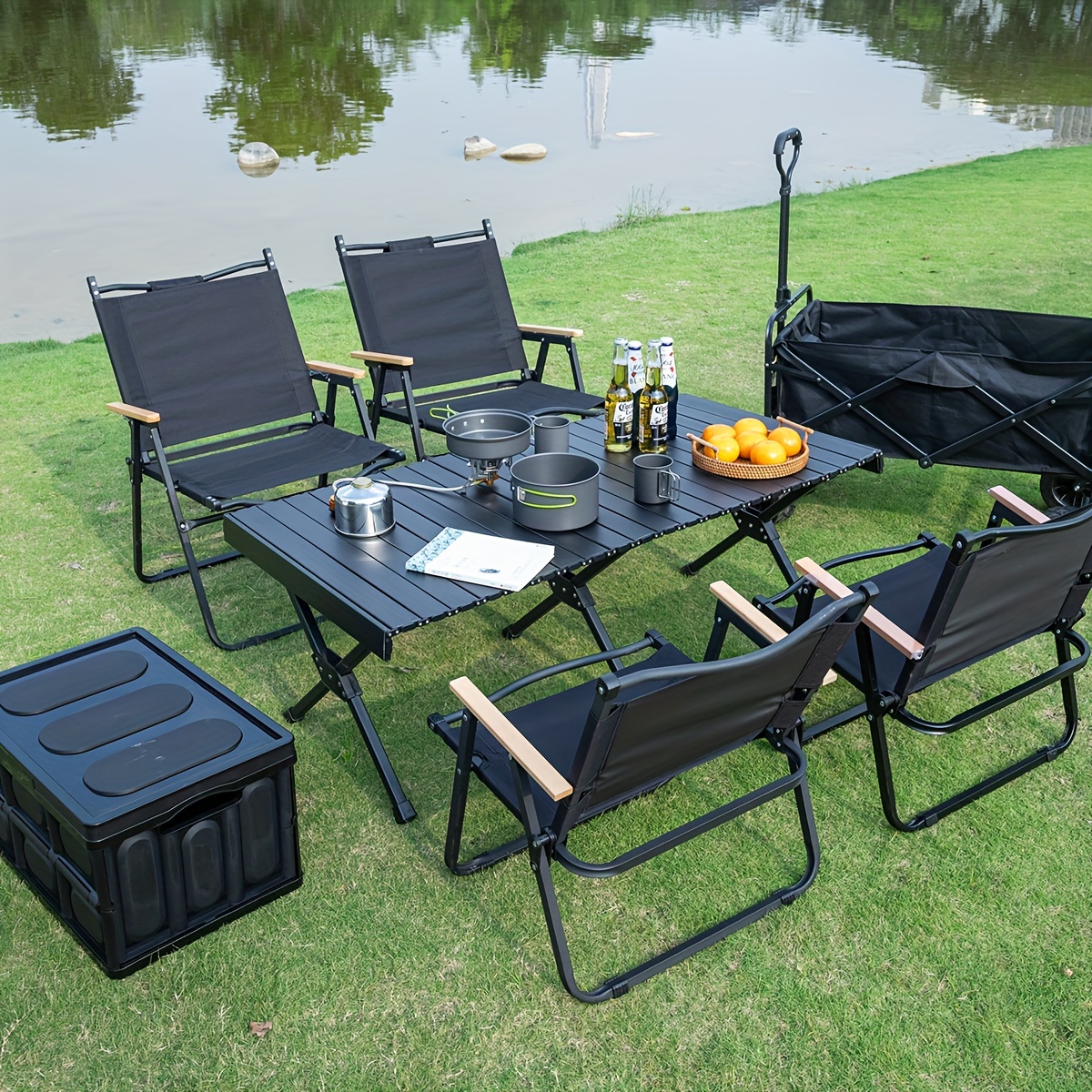 KingCamp Mesa plegable de aluminio ligera y portátil para camping, picnic,  barbacoa, fiesta en el patio trasero, interior y exterior, de gran tamaño