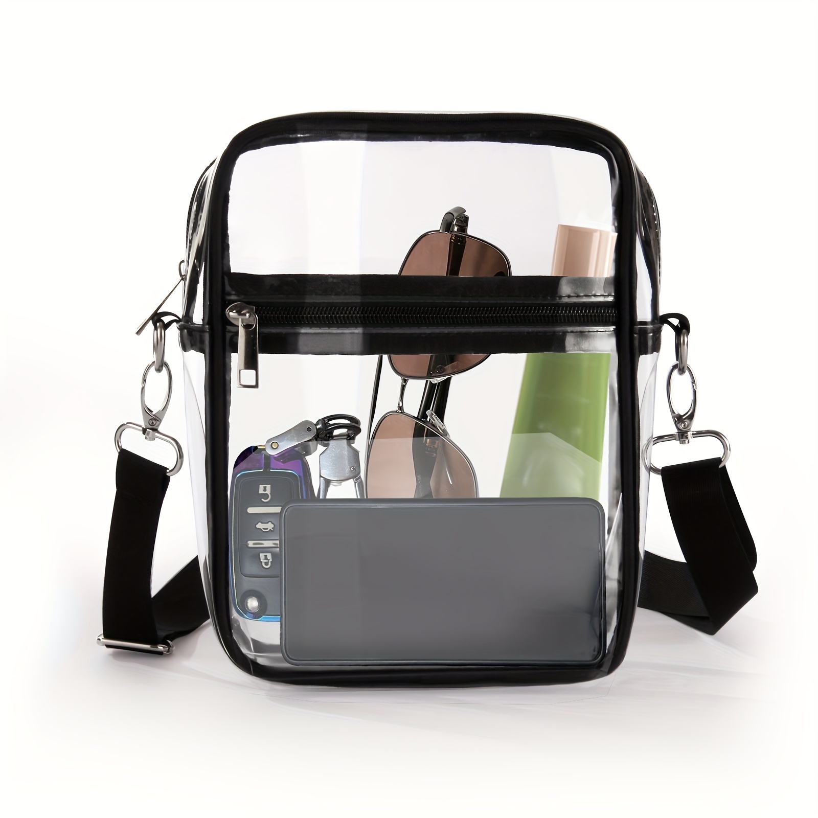 Stadium-Approved Transparent Crossbody Bag with Adjustable Strap 