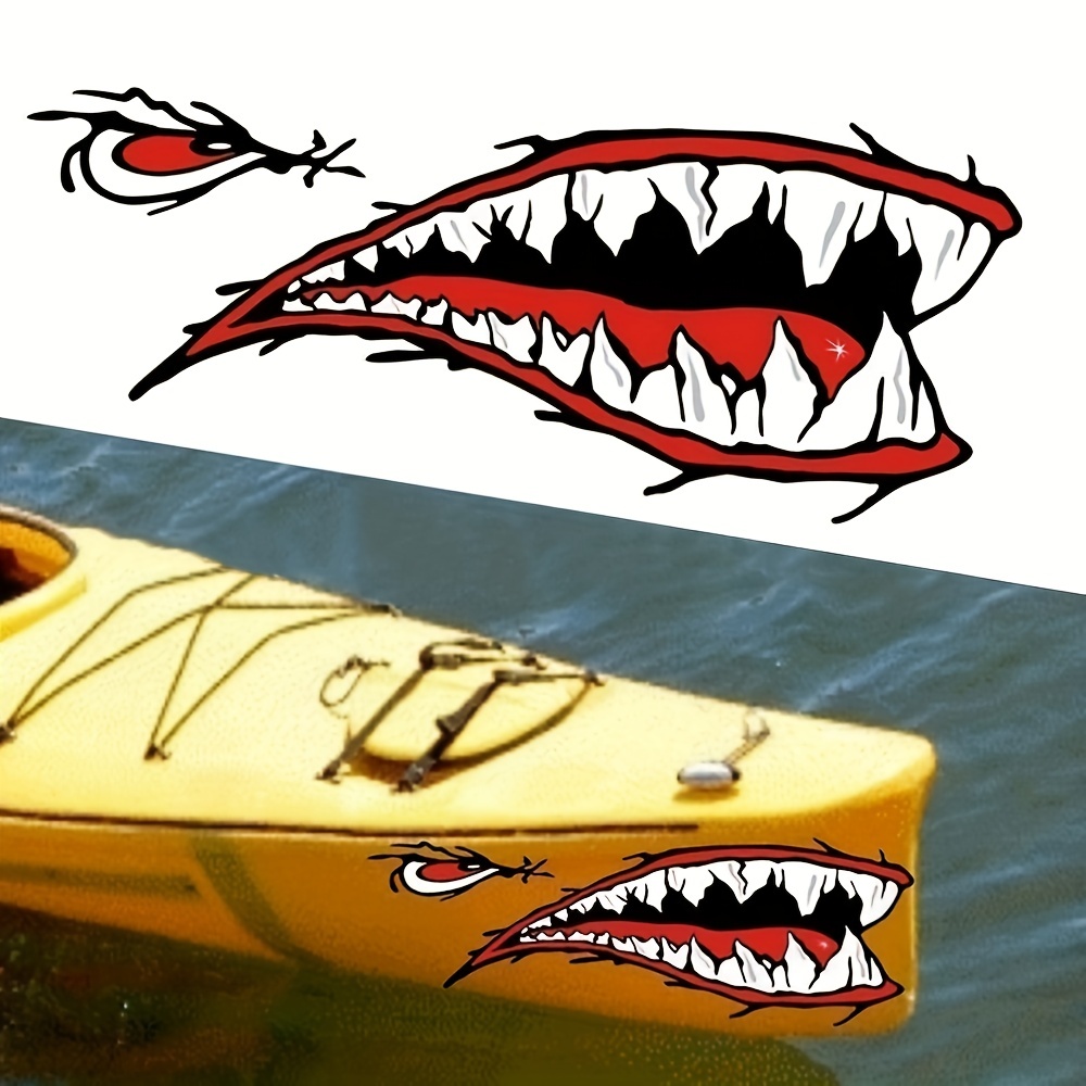  VGEBY 2 Pcs Shark Teeth Mouth Sticker, DIY Car Funny Decals  Shark Sticker for Car Canoe Kayak Surfboard Boat Truck Shark Teeth Decal  Shark Teeth Decal Kayak Sticker Fishing Stickers And