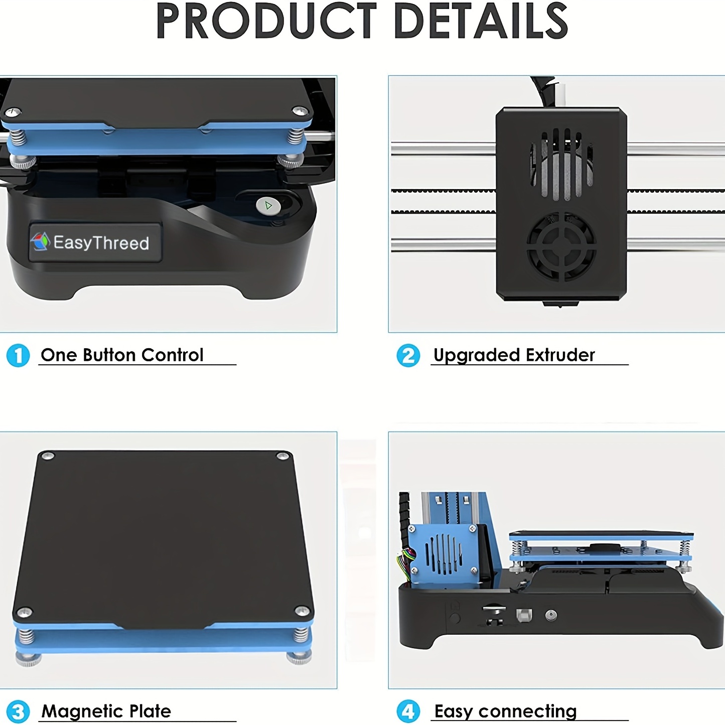 EasyThreed Mini 3D Printer Beginners Entry Level Fast Heating Low Noise  with Free PLA TPU.75mm Filament Printing Size 4×4×4