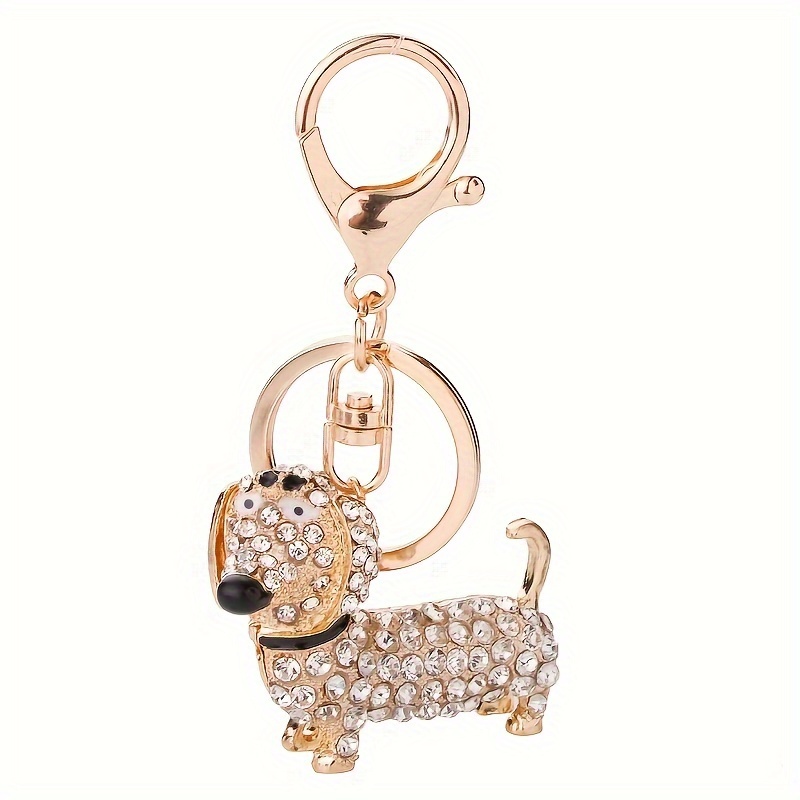 

Rhinestone Dog Dachshund Keychain Fashion Cute Cartoon Bag Key Chain Ornament Bag Purse Charm Accessories