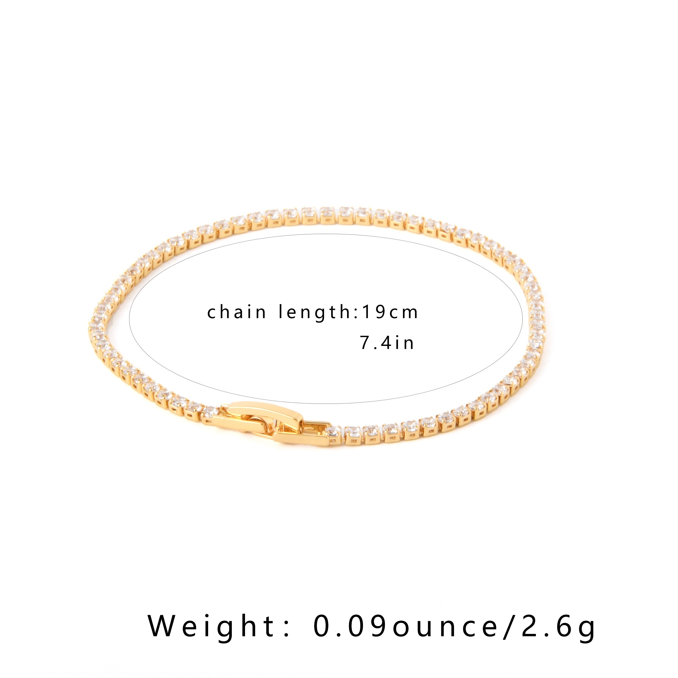 18K Gold Plated Tennis Bracelet — Adjustable Gift for Women