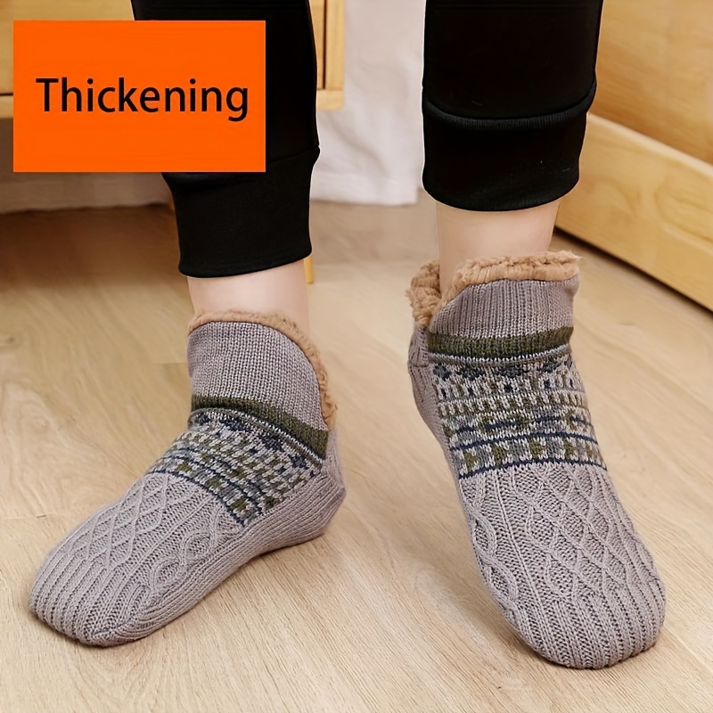 Men's Fluffy Slouch Winter Warm Plush Non Slip Grip Soft Comfy Slippers Socks