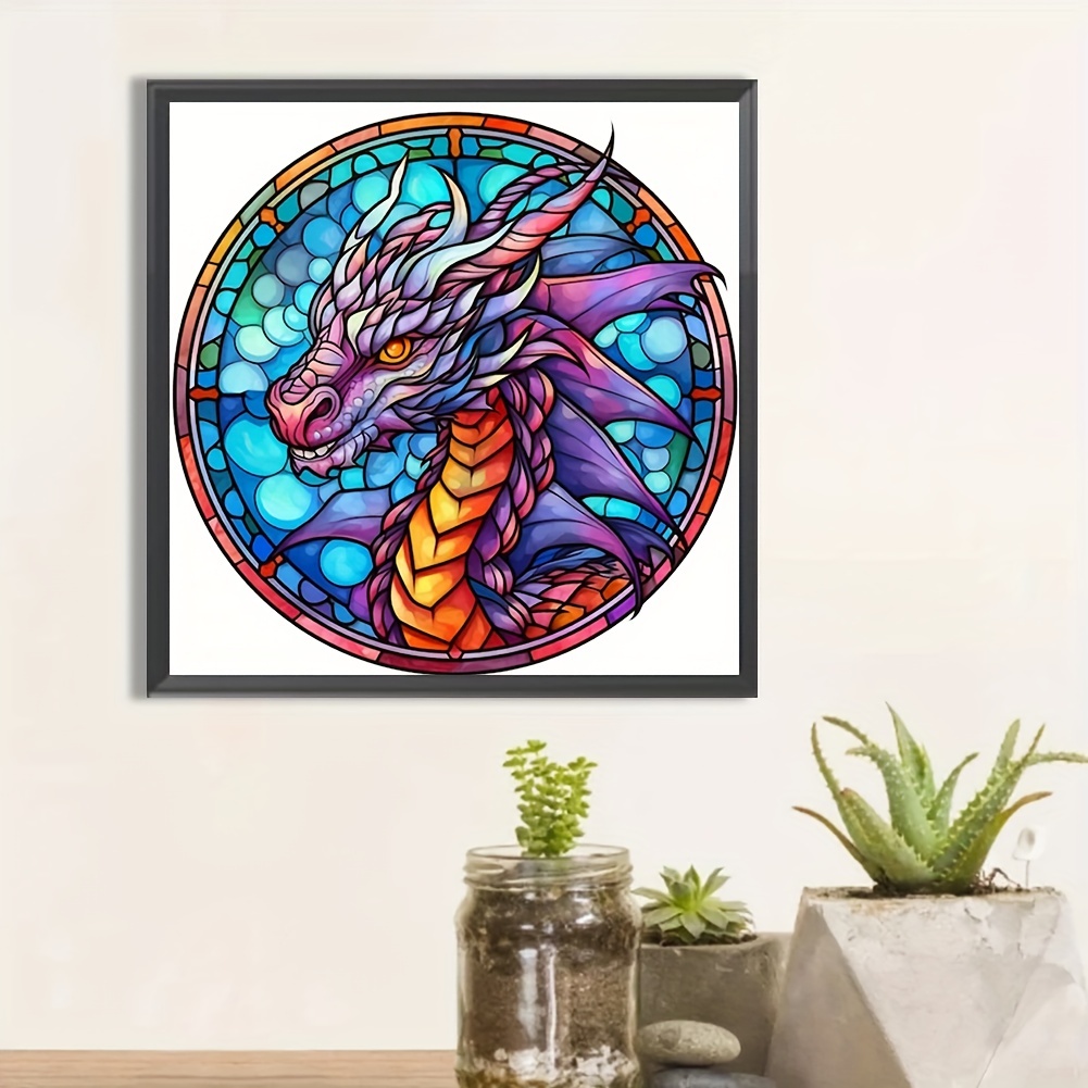 Diy Diamond Painting Kit 5d Dragon Stained Glass Diamond Art - Temu