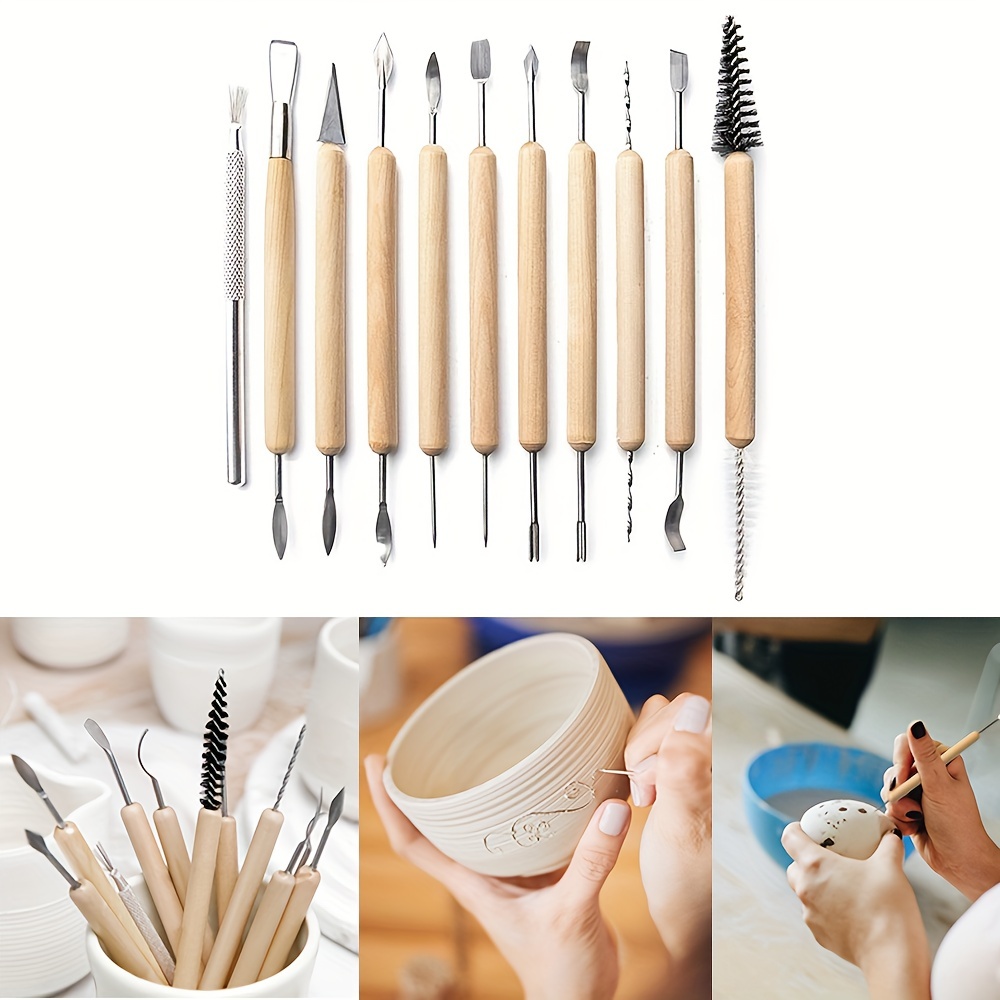  16 Pieces Pottery Clay Sculpting Tools Set Wooden Handle Sculpting  Clay Tools Polymer Clay Sculpting Tools Double-Sided DIY Ceramic Tools for  Potters Sculpture