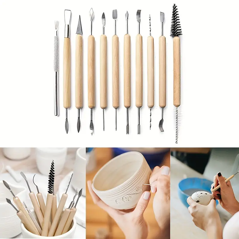 Feqsky 22pcs Arts Crafts Clay Sculpting Tools, Pottery Carving Tool, Kit Pottery & Ceramics Ceramics Wooden Handle Modeling Clay Tools for Clay