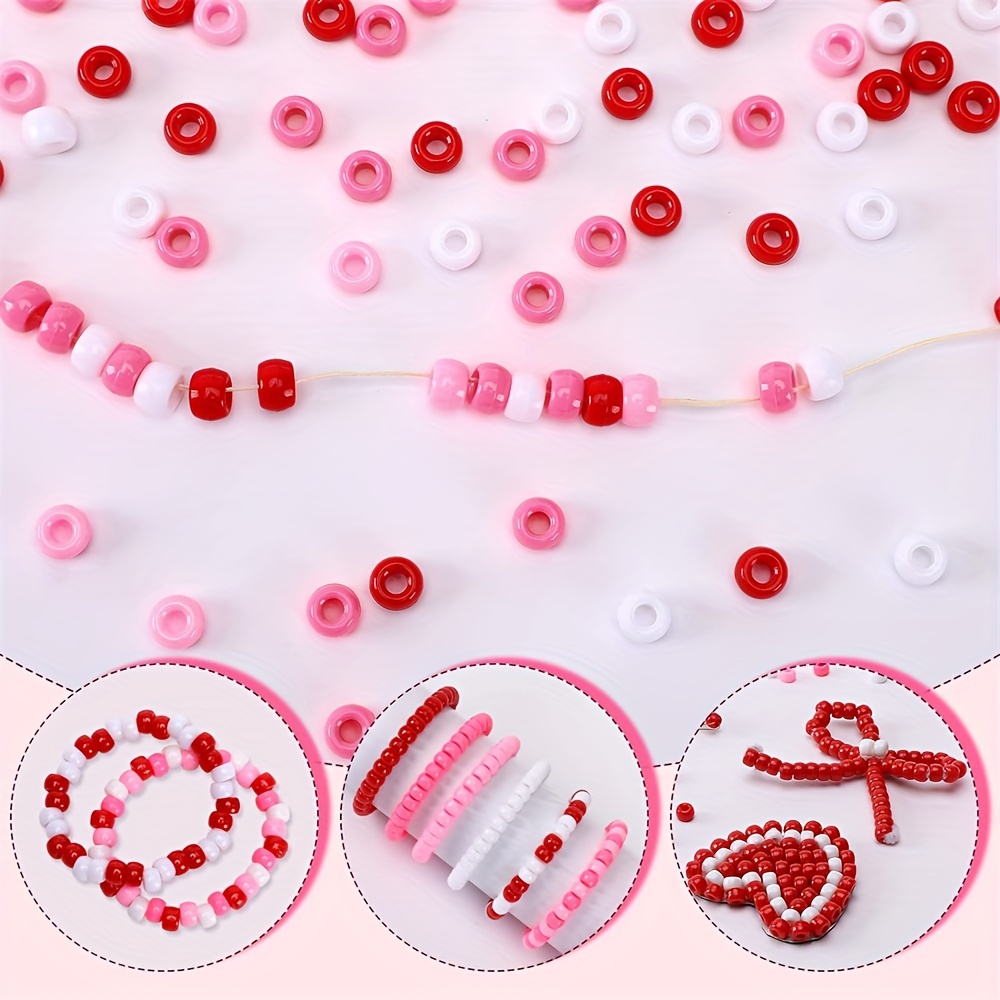 100/300pcs Pony Beads For Jewelry Making, Bracelets Crafts Plastic Small  Spacer Beads, Rose Red White Pony Beads, For Necklace Bracelet Earring  Suppli