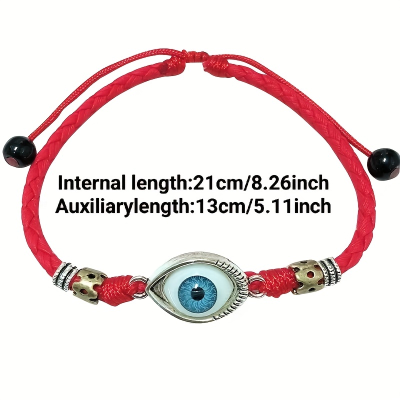 Men's Evil Eye Anklet, Bold Red Rope Design